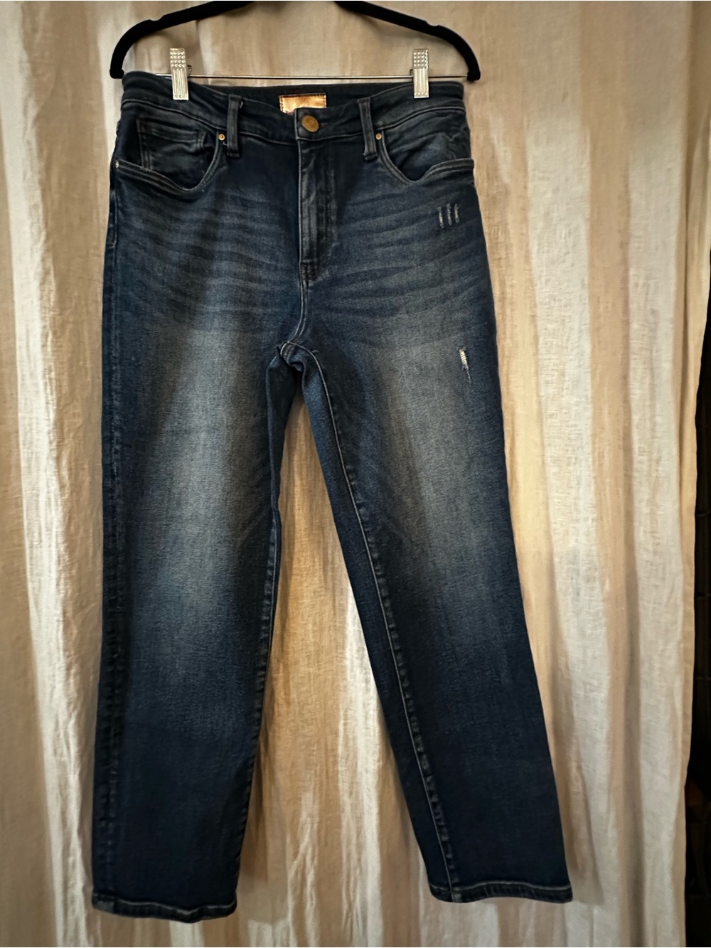 Kut from the Kloth Women's Straight Jeans in Dark Blue Wash - Picture 3 of 6